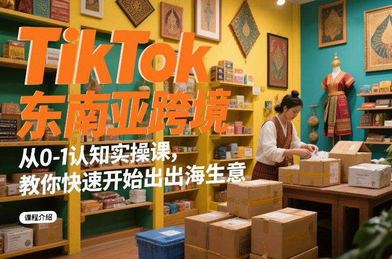 TikTok东南亚跨境从0-1认知实操课，教你快速开始出海生意-蓝天网创