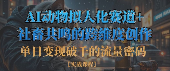 单日变现破千的流量密码，AI动物拟人化赛道+社畜共鸣的跨维度创作-蓝天网创