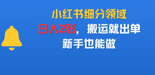 小红书细分领域，日入2张，搬运就出单，新手也能做-蓝天网创