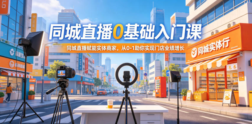 同城直播0基础入门课，同城直播赋能实体商家，从0-1助你实现门店业绩增长-蓝天网创
