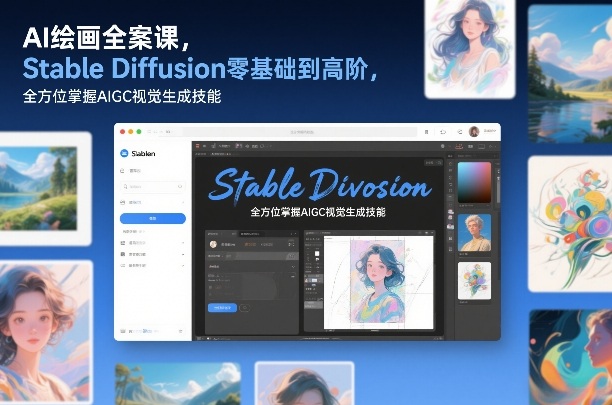AI绘画全案课，Stable Diffusion零基础到高阶，全方位掌握AIGC视觉生成技能-蓝天网创