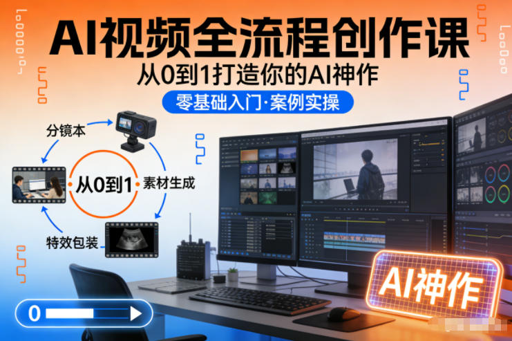 AI视频全流程创作课，从0到1打造你的AI神作-蓝天网创