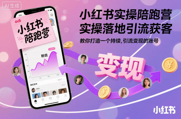 小红书实操陪跑营，实操落地引流获客，教你打造一个持续引流变现的账号-蓝天网创