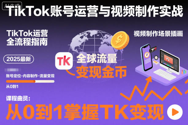 2025最新TikTok账号运营与视频制作实战全流程，从0到1掌握TK变现（含11月最新TK搬运技术）-蓝天网创