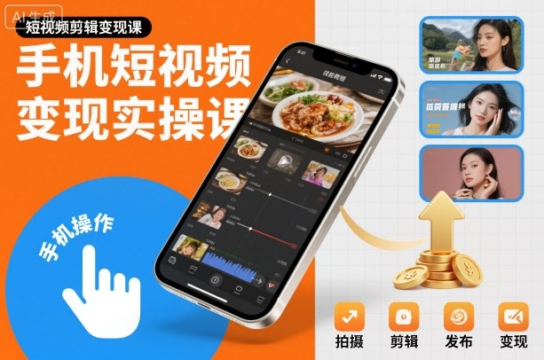 手机短视频变现实操课，短视频剪辑变现课-蓝天网创
