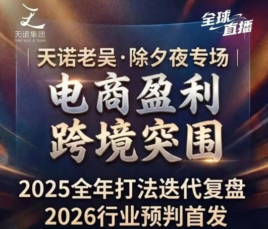 天诺老吴2026除夕夜专场电商小春晚盈利跨境突围，覆盖全域流量、电商运营、企业降本、IP私域、本地生意全赛道-蓝天网创