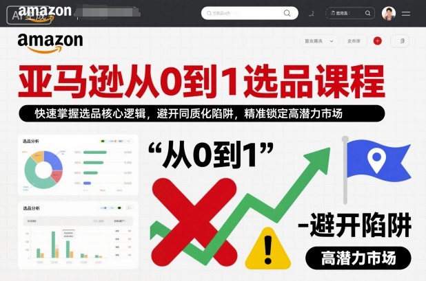 亚马逊从0到1选品课程，快速掌握选品核心逻辑，避开同质化陷阱，精准锁定高潜力市场（更新）-蓝天网创