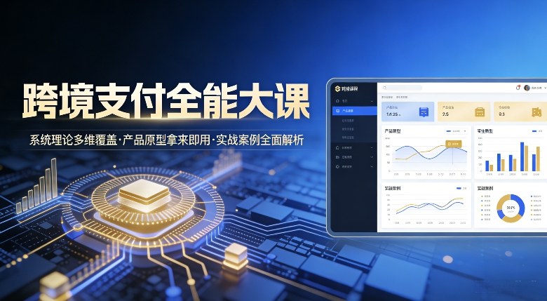 跨境支付全能大课，系统理论多维覆盖，产品原型拿来即用，实战案例全面解析-蓝天网创