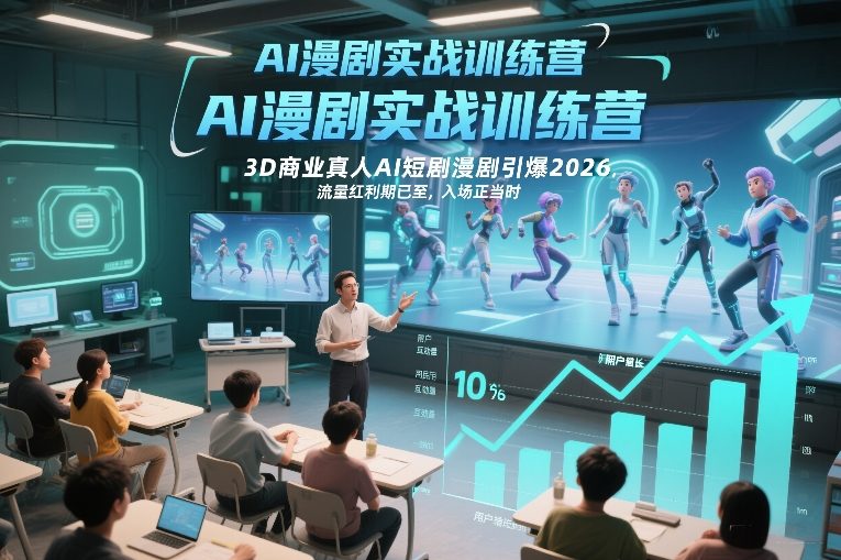 AI漫剧实战训练营，3D商业真人AI短剧漫剧引爆2026，流量红利期已至，入场正当时-蓝天网创