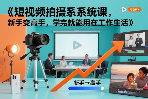 短视频拍摄系统课，新手变高手，学完就能用在工作生活-蓝天网创