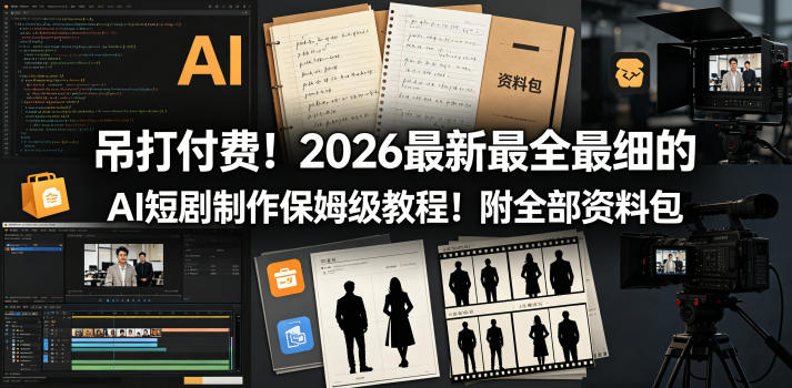 吊打付费！2026最新最全最细的AI短剧制作保姆级教程！附全部资料包-蓝天网创