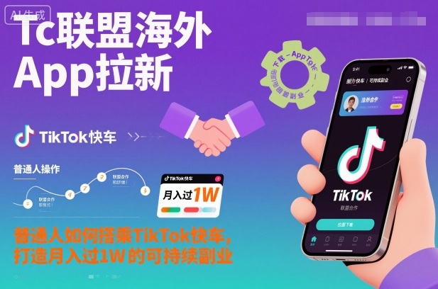 Tc联盟海外App拉新：普通人如何搭乘TikTok快车，打造月入过1W的可持续副业-蓝天网创