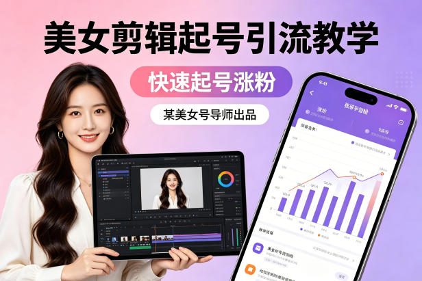 某美女号导师出品：美女剪辑起号引流教学，快速起号涨粉-蓝天网创