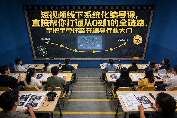 短视频线下系统化编导课，直接帮你打通从0到1的全链路，手把手带你敲开编导行业大门-蓝天网创