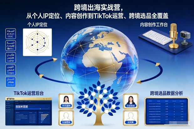 跨境出海实战营，从个人IP定位、内容创作到TikTok运营、跨境选品全覆盖-蓝天网创