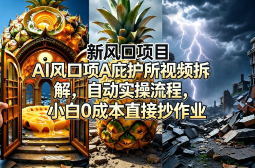 新风口项目AI庇护所视频拆解，自动实操流程，小白0成本直接抄作业-蓝天网创