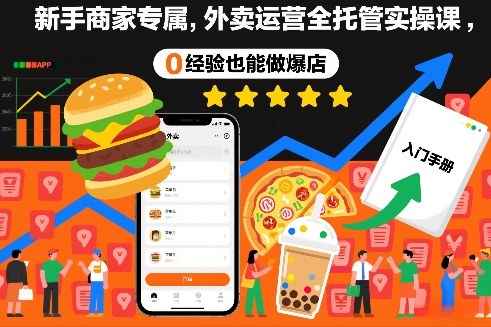 新手商家专属，外卖运营全托管实操课，0经验也能做爆店-蓝天网创
