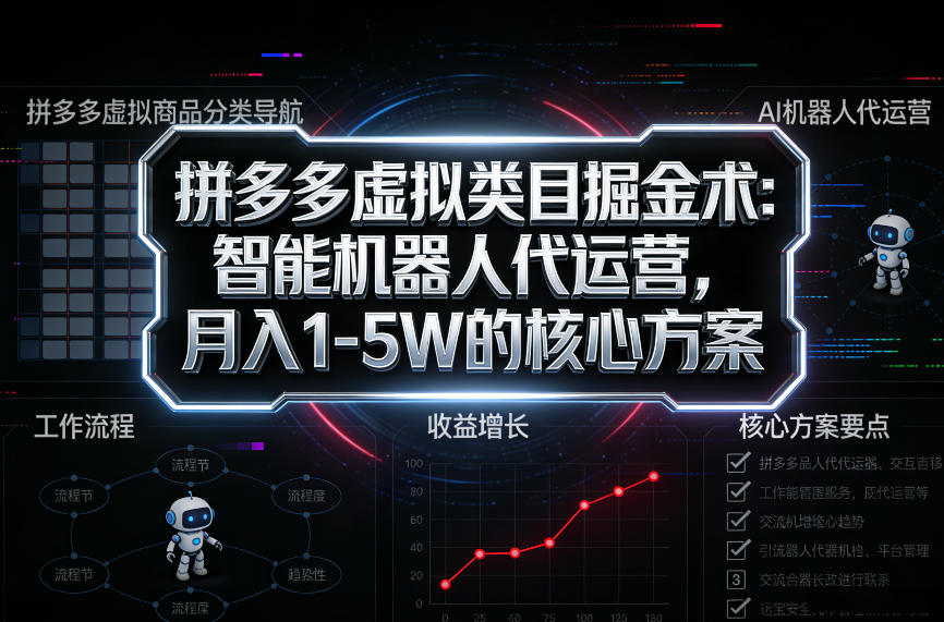 拼多多虚拟类目掘金术：智能机器人代运营，月入1-5W的核心方案【揭秘】-蓝天网创
