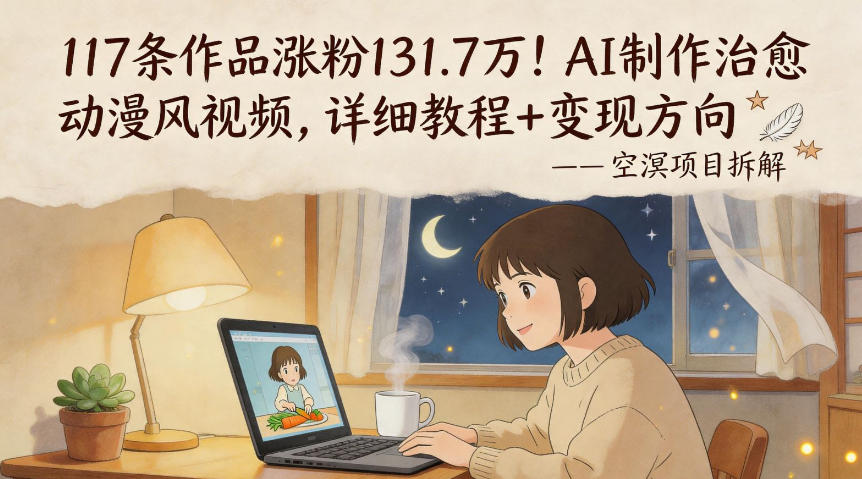 117条作品涨粉131.7W！AI制作治愈动漫风视频，详细教程+变现方向-蓝天网创