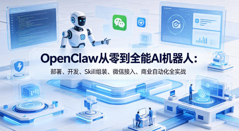 OpenClaw从零到全能AI机器人：部署、开发、Skill组装、微信接入、商业自动化全实战-蓝天网创