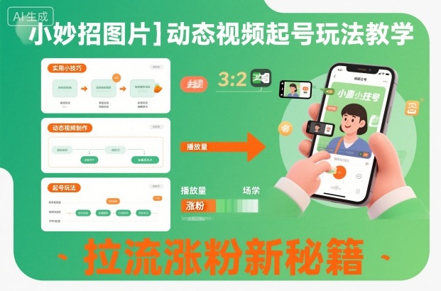 小妙招图片＋动态视频起号玩法教学，拉流涨粉新秘籍-蓝天网创