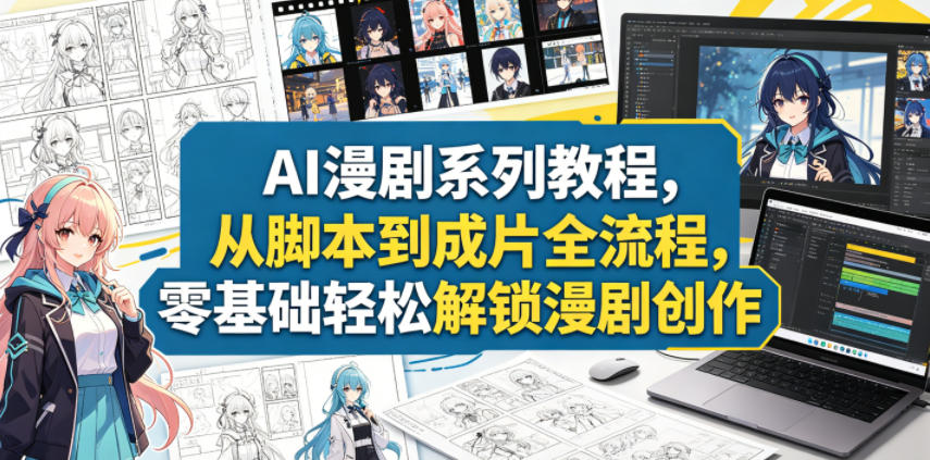AI漫剧系列教程，从脚本到成片全流程，零基础轻松解锁漫剧创作-蓝天网创