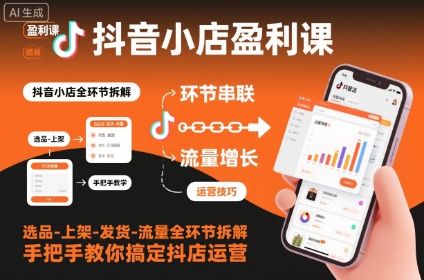 抖音小店盈利课-选品-上架-发货-流量全环节拆解，手把手教你搞定抖店运营-蓝天网创