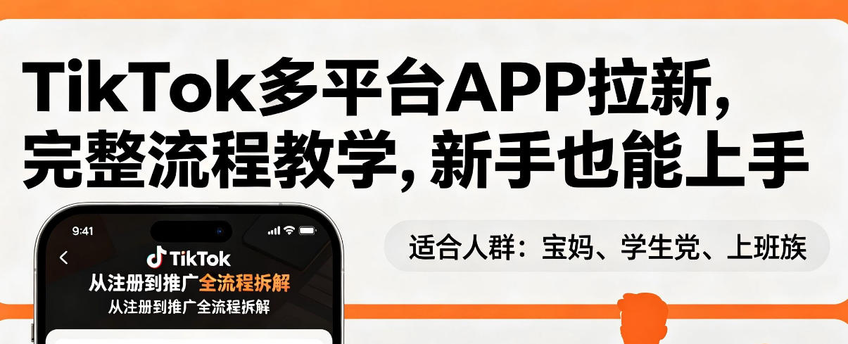 TikTok多平台APP拉新，完整流程教学，新手也能上手，轻松出海搞美金-蓝天网创