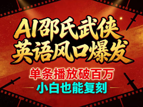 AI邵氏武侠英语风口爆发，单条播放破百万，小白也能复刻-蓝天网创