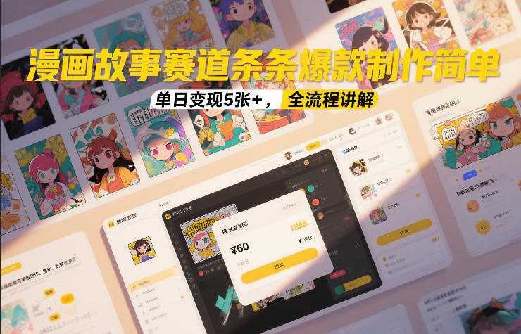 漫画故事赛道条条爆款制作简单，单日变现5张+，全流程讲解-蓝天网创