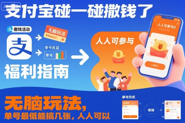 支付宝碰一碰撒钱了，无脑玩法，单号最低能搞几张，人人可以撸【揭秘】-蓝天网创