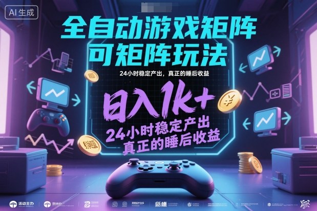 全自动游戏掘金，可矩阵操作，日入1k+，24小时稳定产出，真正的睡后收益【揭秘】-蓝天网创