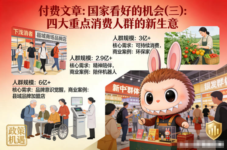付费文章：国家看好的机会(三)：四大重点消 费人群的新生意-蓝天网创