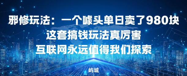 邪修玩法：一个噱头单日卖了980米这套搞钱玩法真厉害互联网永远值得我们探索-蓝天网创