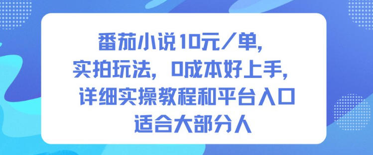 番茄小说10米每单，实拍玩法，0成本好上手，详细实操教程和平台入口适合大部分人-蓝天网创