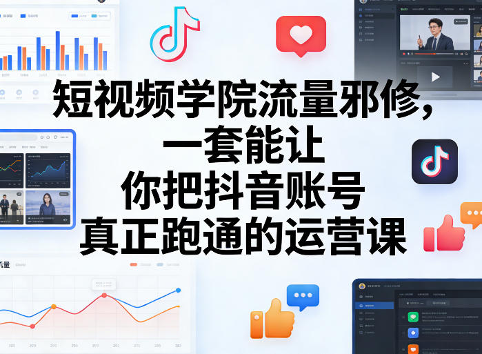 短视频学院流量邪修，一套能让你把抖音账号真正跑通的运营课-蓝天网创