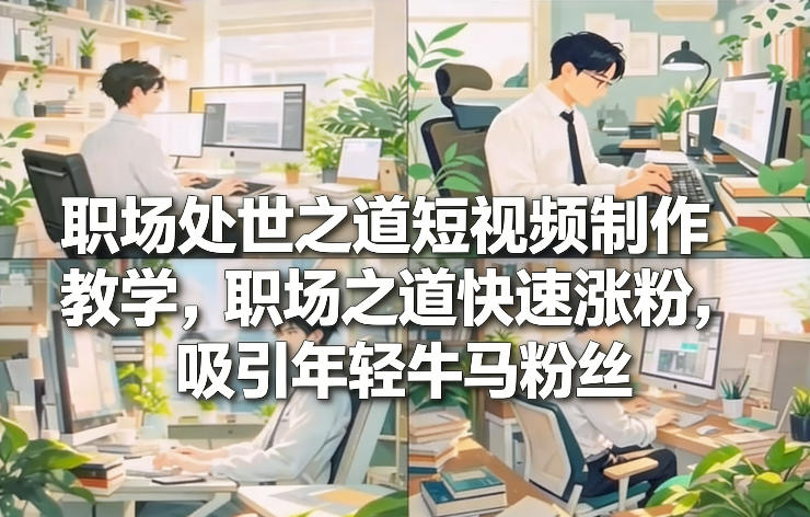 职场处世之道短视频制作教学，职场之道快速涨粉，吸引年轻牛马粉丝-蓝天网创