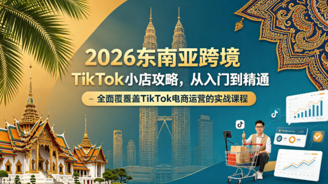 2026东南亚跨境TikTok小店攻略，从入门到精通、全面覆盖TikTok电商运营的实战课程（更新4月）-蓝天网创