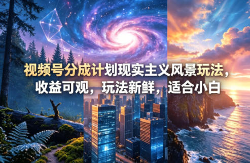 视频号分成计划现实主义风景玩法，收益可观，玩法新鲜，适合小白-蓝天网创