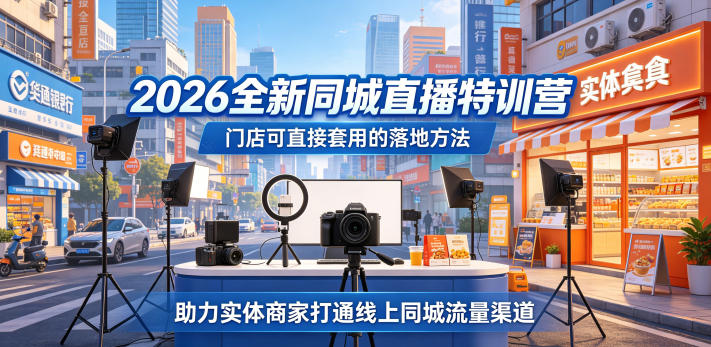 2026全新同城直播特训营，门店可直接套用的落地方法，助力实体商家打通线上同城流量渠道-蓝天网创