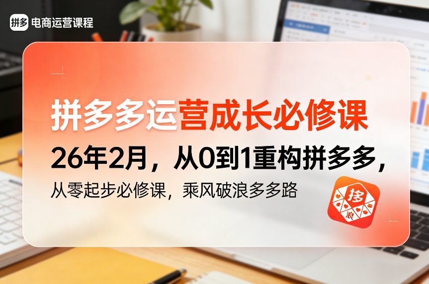 拼多多运营成长必修课26年2月，从0到1重构拼多多，从零起步必修课，乘风破浪多多路-蓝天网创