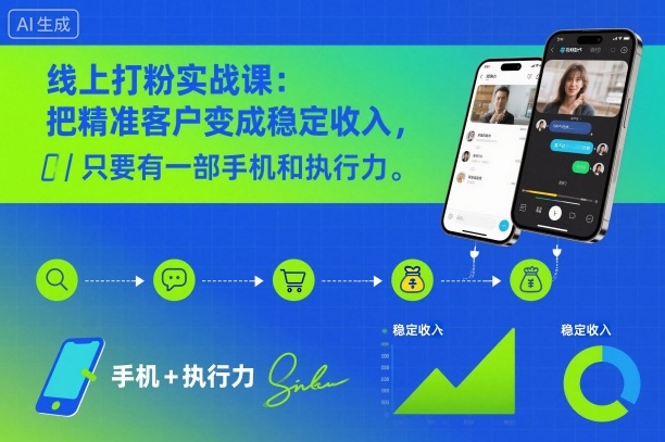 线上打粉实战课：把精准客户变成稳定收入，只要有一部手机和执行力-蓝天网创