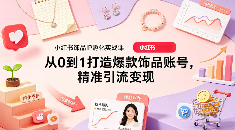 小红书饰品IP孵化实战课｜从0到1打造爆款饰品账号，精准引流变现-蓝天网创