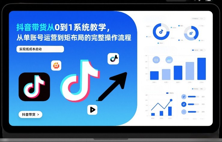 抖音带货从0到1系统教学，从单账号运营到矩阵布局的完整操作流程，实现低成本启动与高效带货-蓝天网创