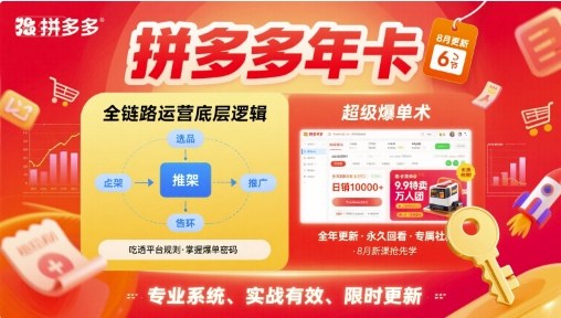 拼多多年卡，拼多多全链路运营底层逻辑，超级爆单术【更新26年3月29日】-蓝天网创