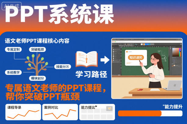 PPT系统课，专属语文老师的PPT课程，帮你突破PPT瓶颈-蓝天网创