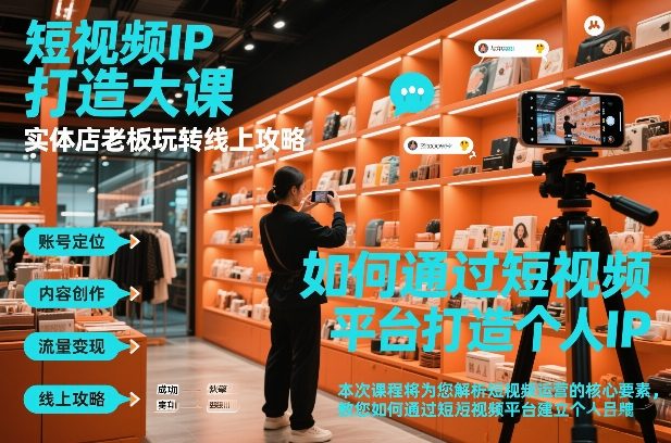 短视频ip打造大课，实体店老板玩转线上攻略-蓝天网创