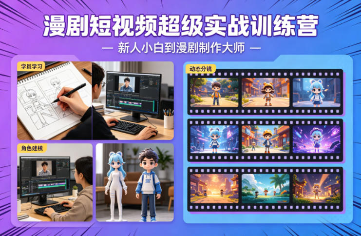 漫剧短视频超级实战训练营，新人小白到漫剧制作大师-蓝天网创