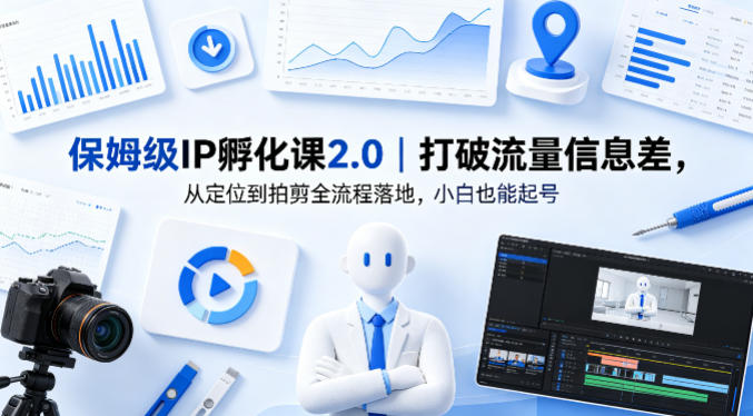 保姆级IP孵化课2.0｜打破流量信息差，从定位到拍剪全流程落地，小白也能起号-蓝天网创