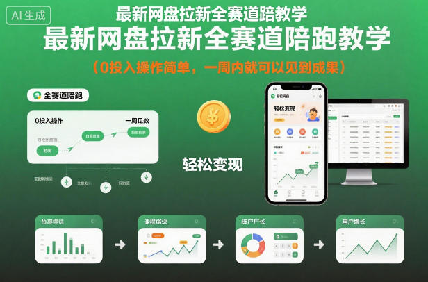 最新网盘拉新全赛道陪跑教学，0投入操作简单，一周内就可以见到成果-蓝天网创